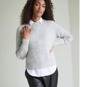 QUINCE Light Grey Baby Alpaca-Wool Crew Sweater